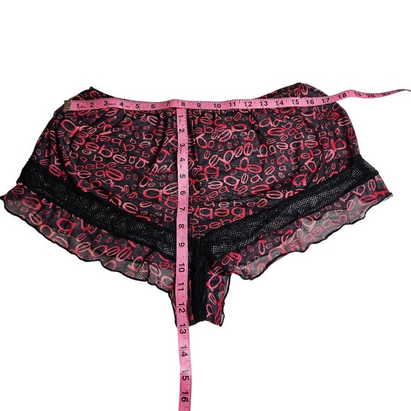 bebe Mesh Cami and Short Lingerie Sleepwear 2 Piece Set, Logo Print, X-Large - Picture 12 of 13